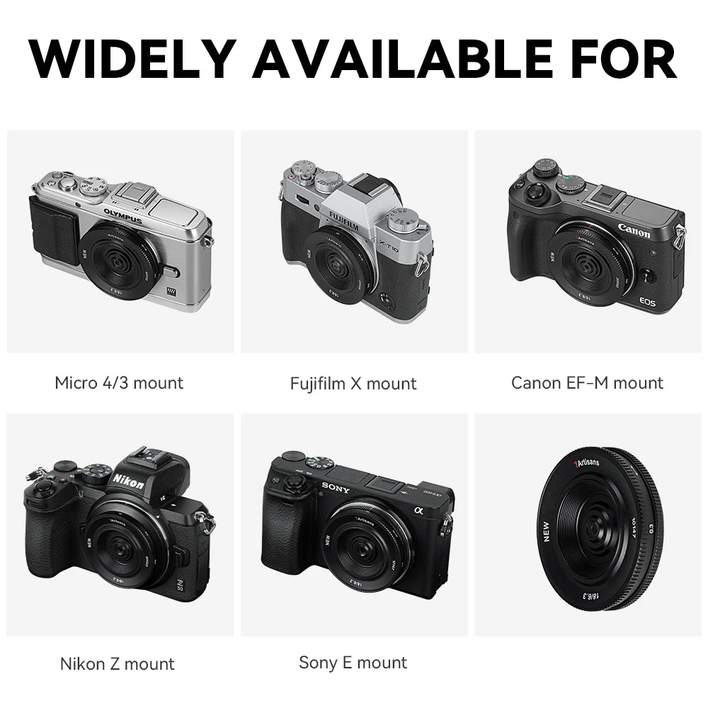 7artisans 18mm F6.3 Mark II APS-C Manual Ultra-thin Pancake Prime Lens for Canon EF-M Sony E ZVE10 Fujifilm FX Nikon Z Micro 4/3