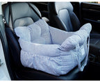 Dog Car Seat with Safety Belt - Non-Slip Pet Car Bed for Small Dogs, Washable Travel Carrier with Secure Straps for Safe Car