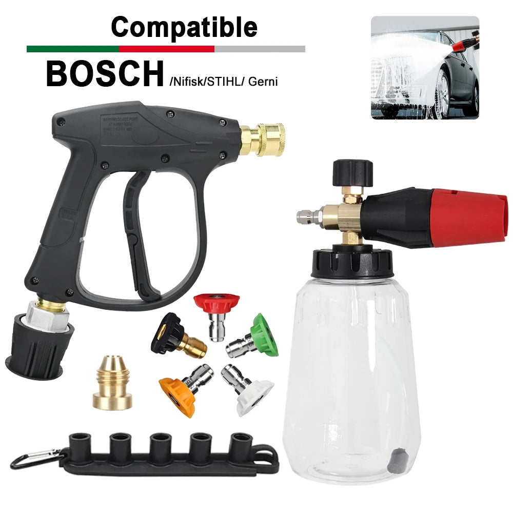 Professional Pressure Washer Set with 1L Foam Cannon - 2175PSI M22-14 Water Gun & 5 Nozzles for Nilfisk/STIHL/Gerni