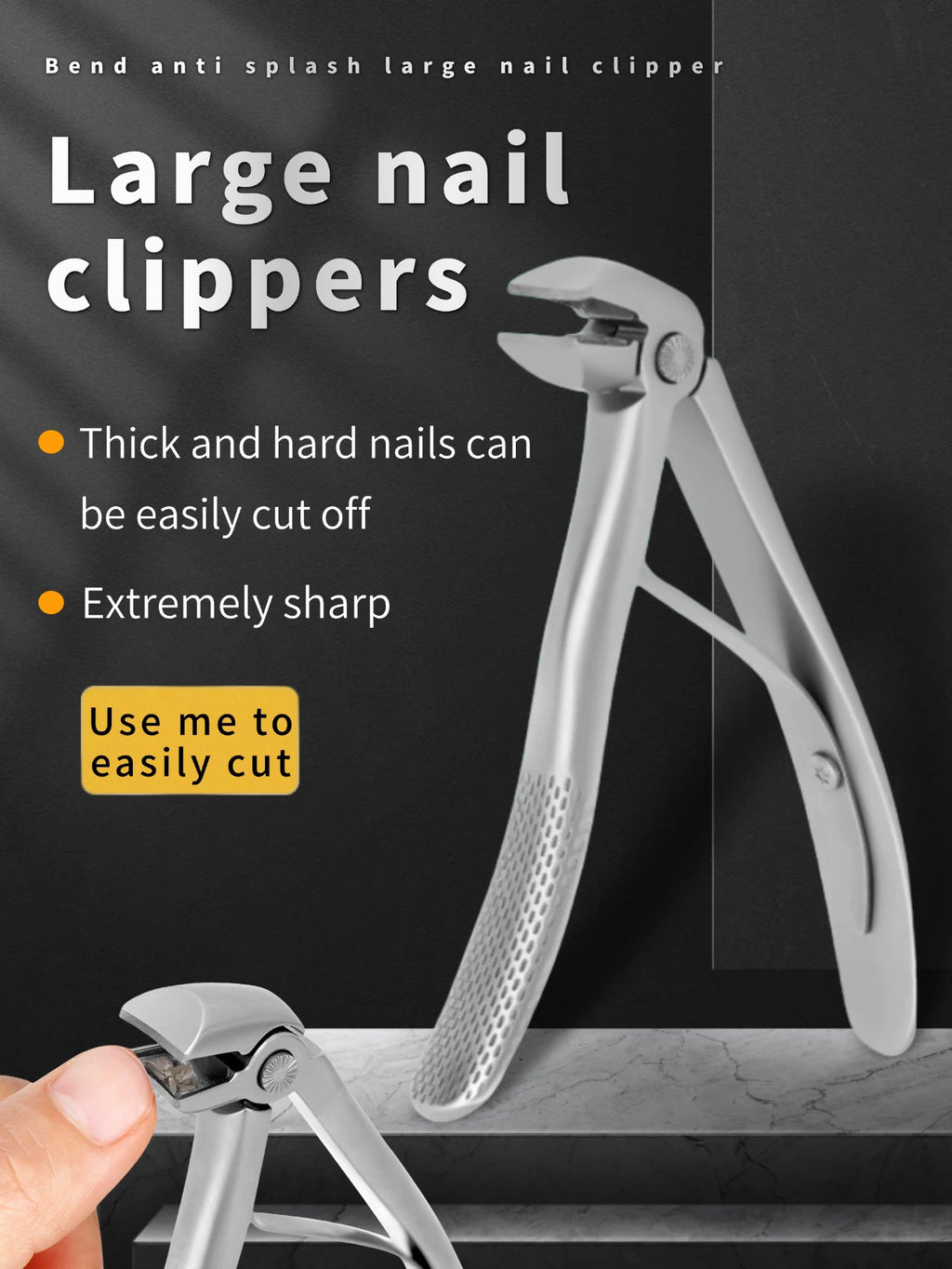 Bend anti splash nail clipper, stainless steel nail clipper, large opening high-quality nail clipper, essential tool for home