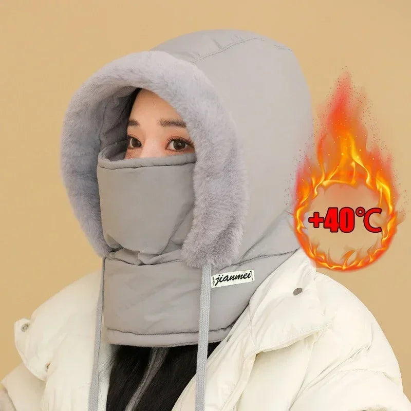 Cold Weather Thermal Balaclava Scarf Winter Windproof Hood Hat Plush Neck Warmer Ski Face Mask for Outdoor Activities