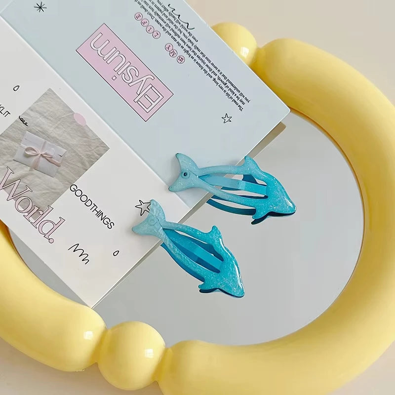 4Pcs Cute Cartoon Dolphin Hair Clip for Women Versatile Bangs BB Clip Hairpin Fashion Side Clip Girls Hair Accessories Gifts