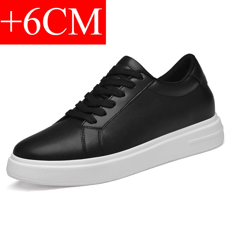 New  Men's Sneakers Elevator Shoes Heightening Height Increase Insole 6-10CM High Heels Shoes Leather Sport Shoes Men Shoes