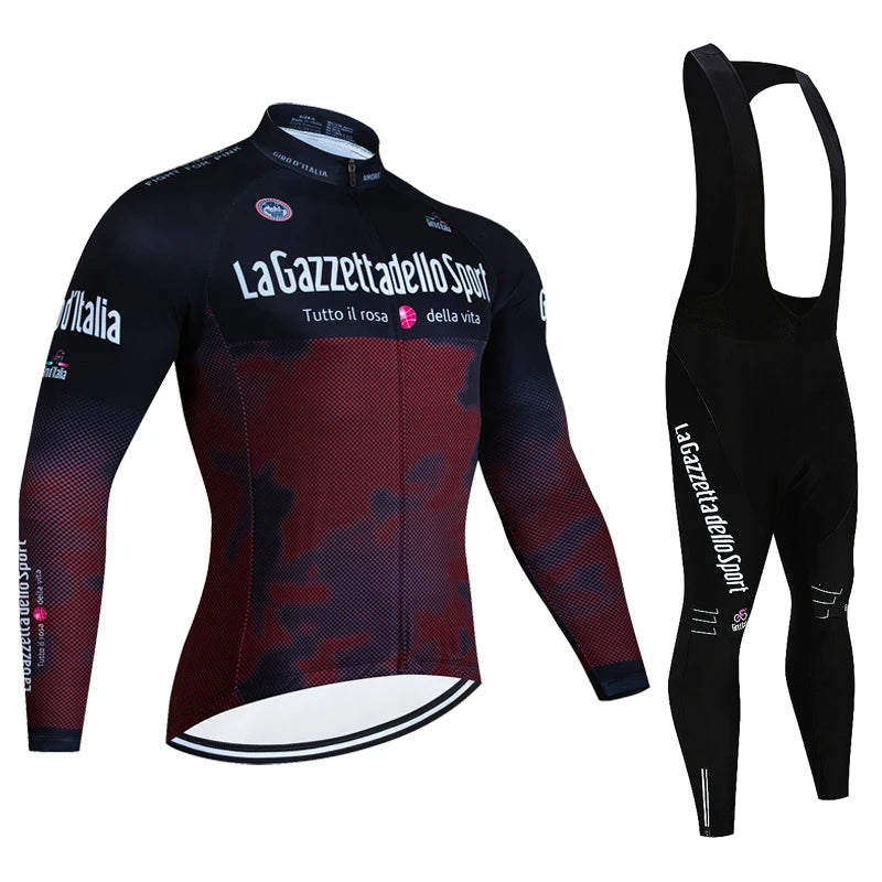 Men's Professional Long Sleeve Cycling Jersey & Padded Shorts Set, Quick Dry, Reflective, Breathable Bike Wear Clothing for Men
