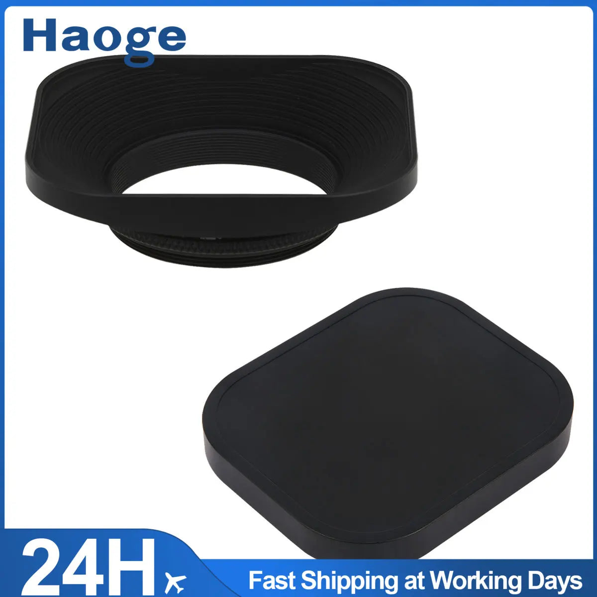 Haoge 43mm Universal Square Metal Screw-in Mount Lens Hood Shade for Leica D-LUX 8 dlux8  Camera