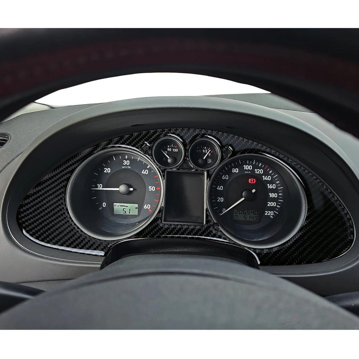 For SEAT Cordoba Ibiza 6L (2002-2009) Trim Accessories. Carbon Fiber Interior Sticker. Car Dashboard Speed Display Panel Cover.