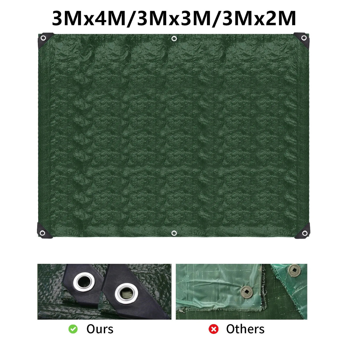 Large Tarpaulin Waterproof Heavy Duty 5x4m/3x2m Tarp Rain Cover Reinforced Multipurpose Outdoor Garden Backyard Awning Canopy