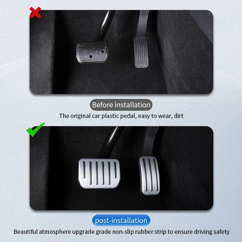 Tesla Model Y Juniper 2025-2026 & Model 3 Highland Pedal Covers Anti-Slip Silver
