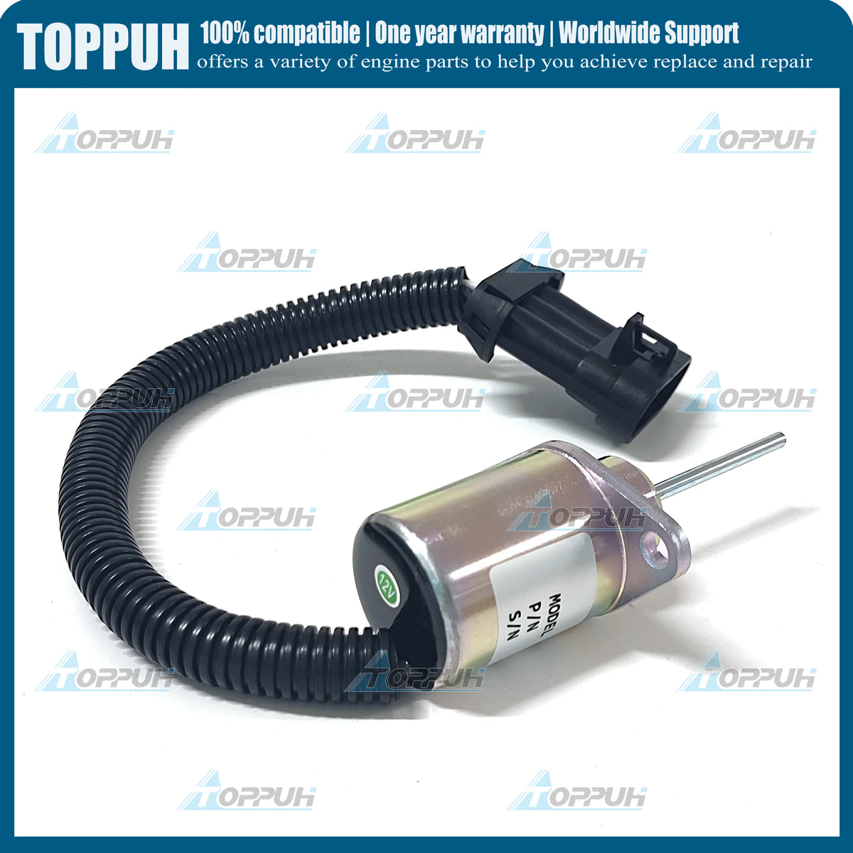Fuel Shut Off Solenoid 12V for Bobcat 6691498 S130 S150 S160 S175 S185 S205 S450 Silver