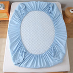 1pc Quilted Waterproof Fitted Sheet, Machine Washable Mattress Protector Single Double Bed Cover