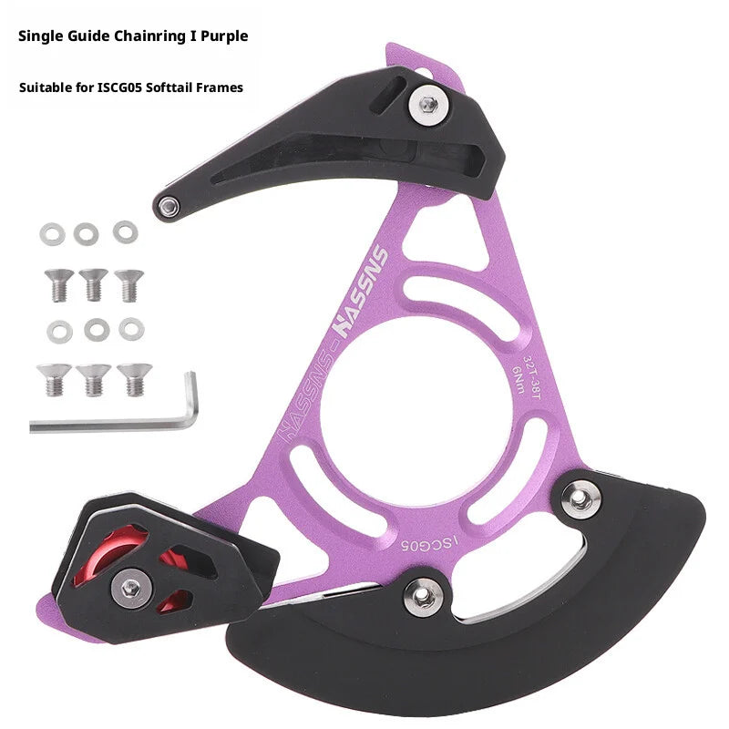 MTB Chain Guide Single Chainring Stabilizer 32-38T Anti-Drop Device, Black/Blue/Red