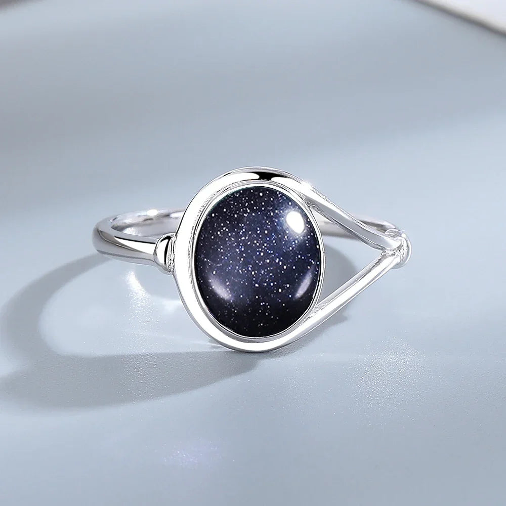 925 Sterling Silver Natural Stone Rings With Amethyst Simple Purple Oval Ring 8*10mm Fine Jewelry Friends Gifts for Women