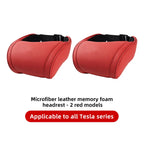 KJOY Seat Headrest Travel Rest Neck Pillow PU Leather Neck Pillow Memory Foam Pillows Car Accessories  used for Tesla Model3/Y/X