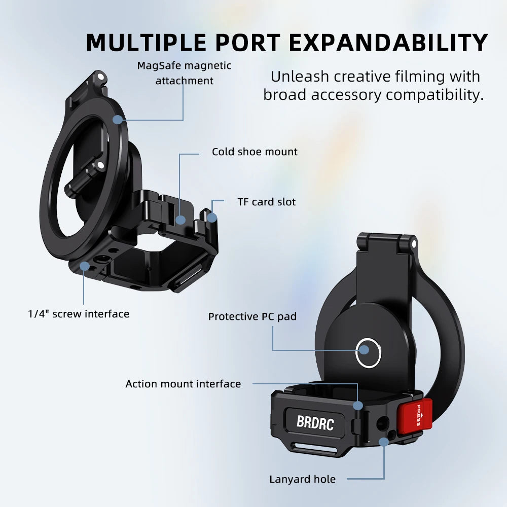 BRDRC Magnetic Adapter Mount for DJI Osmo Pocket 4/3,Magsafe Bracket For iPhone 17/16/15/14/13,Pocket 4/3 Accessories