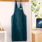 Cotton and Linen Apron Home Coverall  Flower Shop  Painting  Retro Tie-free Apron