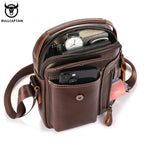 BULLCAPTAIN Casual Fashion Men's Messenger Bag's Business Portable Handbag Man Leather Shoulder Bag Mobile 6.5'' Phone Bags