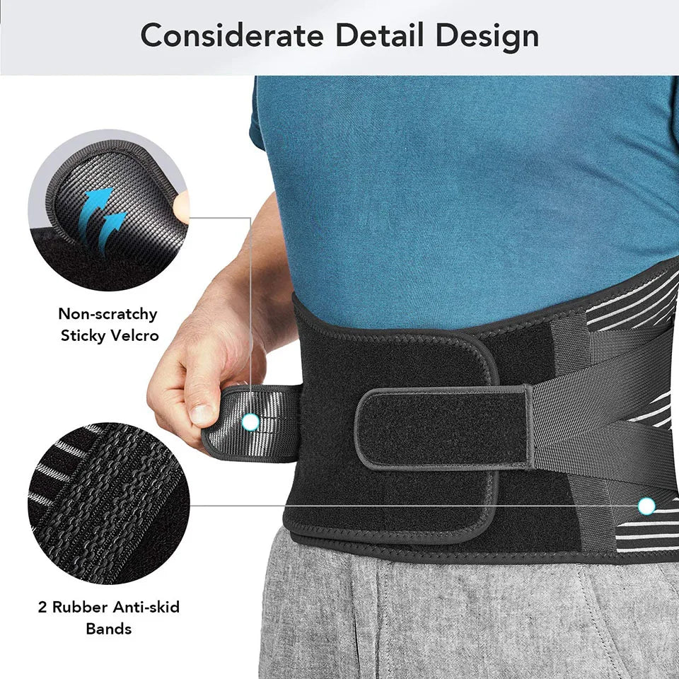 AOLIKES Lower Back Brace Lumbar Support Belt with 6 Stays Anti-Skid Breathable, Size L