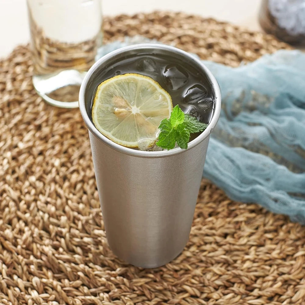 5 Pieces Stainless Steel Cups Pint Cup Tumbler Metal Cups Stackable Cup Metal Drinking Glasses for Home Camping Bar 350ML 260ML