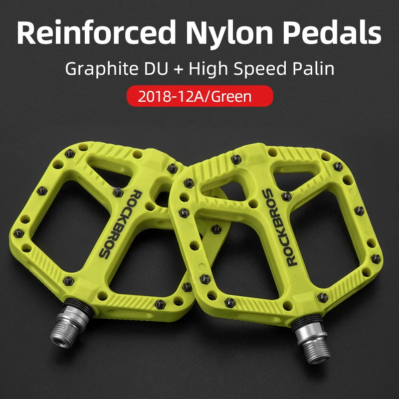 ROCKBROS Bicycle Pedals Ultralight Sealed Bearings Nylon Bike Pedals Anti-Slip MTB Road Flat Platform Cycling Pedal Accessories
