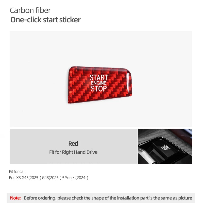 BMW 5 Series G60/G70 X3 G45/G48 2025-2026 Carbon Fiber Start Stop Button Trim Sticker