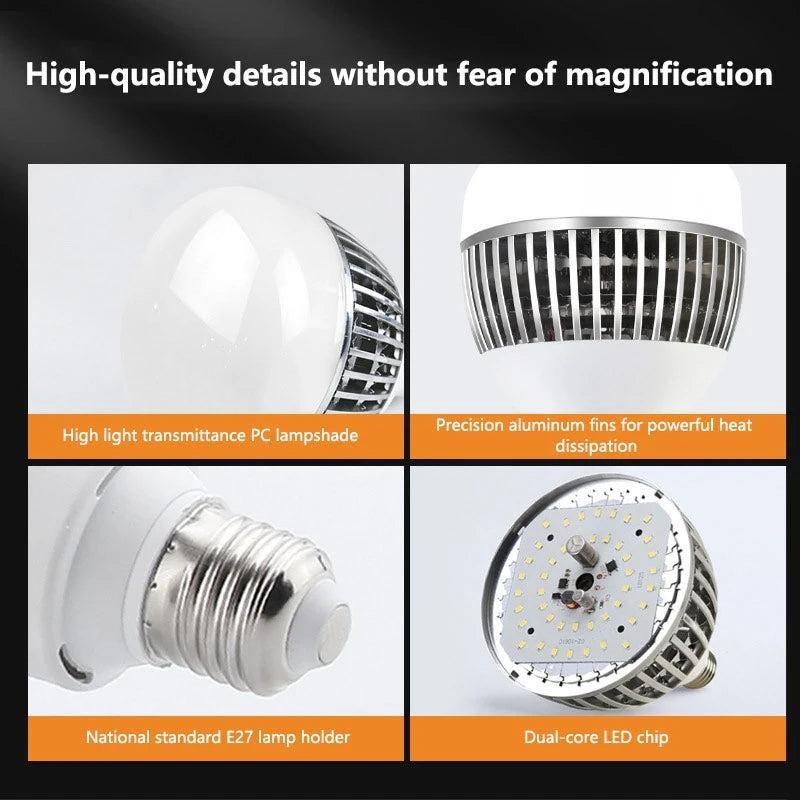 High Power 30W/100W/150W/300W E27 LED Bulb 220V 6500K High Brightness Energy Saving Lamp for Home Garage Warehouse Office Use