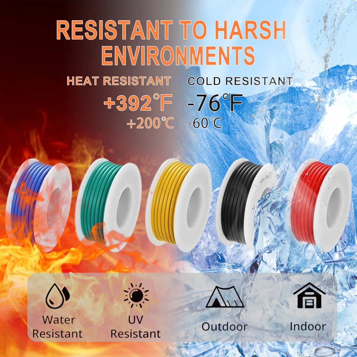 16/18/20/22/24/26/28 AWG Electric Wire with Heat Shrink Tubing,5 Colors Stranded Tinned Copper Flexible Silicone Hookup Wire Kit