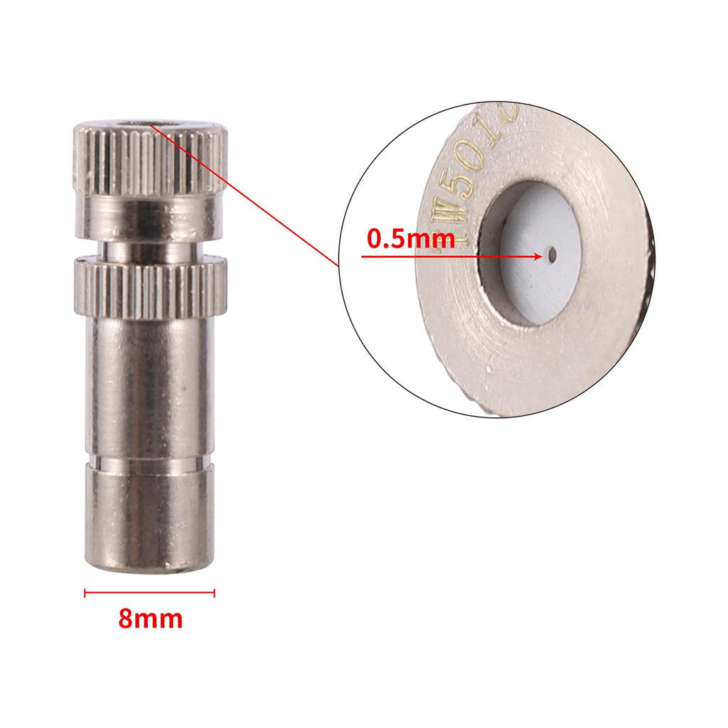 50Pcs Sprayer Nozzle 8mm 0.2~0.6mm Misting Fog Machine Cooling Landscape Dust Removal Disinfection Humidify Water Nebulizer