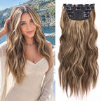 4Pcs/Set 20Inch Synthetic Hair Clip In Long Wavy Thick Hairpieces For Women Full Head Synthetic Hair Extensions Ombre Hairpieces