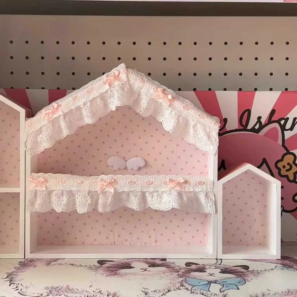 Handmade desktop storage rack organizer, pink, 30x30x8cm