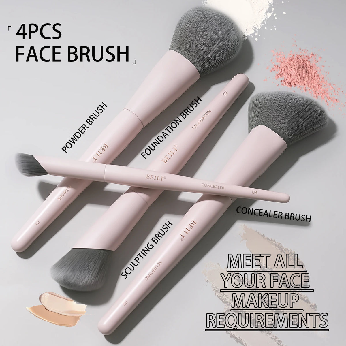 BEILI Vegan Professional Makeup Brush Set 12 Pcs Corn Bamboo Silk Angle Powder Foundation Eyeshadow Eyeliner Brushes Cosmetics