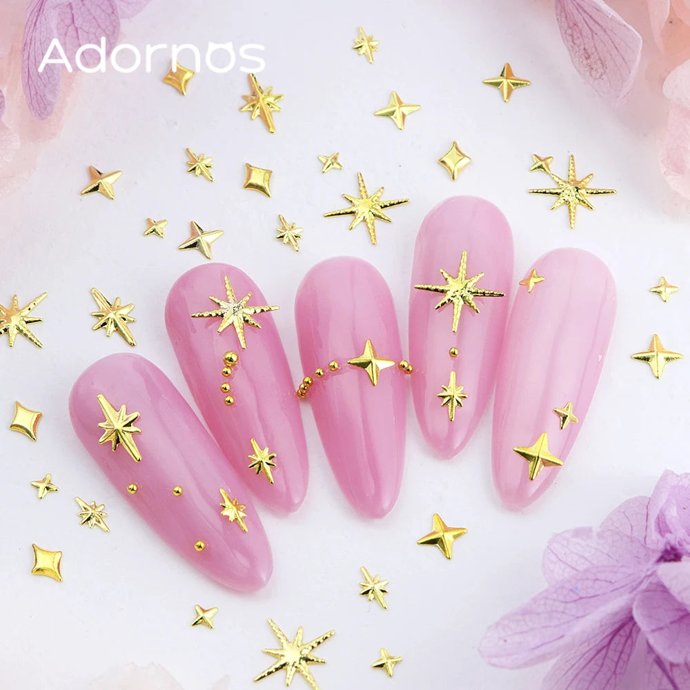 180 pcs/box Shooting Star Metal Rivets Nail Art Accessories 3D Awn Star Rhinestones For Nail Charms Jewelry Nail Art DIY Crafts