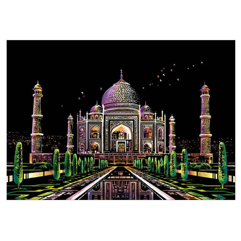 DIY A3 City Landmarks Paris London Night Scene Scratch Painting With Tool Scenery Landscape Colorful Scratch Art Room Decor Gift