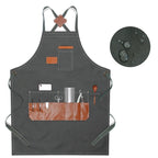 Waterproof Canvas Multi Pocket Barber Apron Men's and Women's Painting Work Clothes Anti Fouling Apron for Coffee