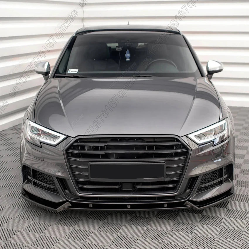 Fit For Audi S3 A3 8V S-line 2017-2020 Saloon / Sportback Maxton Style Front Bumper Lip Spoiler Splitter Diffuser Canards Tuning