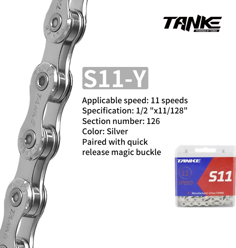 TANKE Bike Chain 8/9/10/11/12 Speed 116/126 Links MTB Road Bicycle Chain