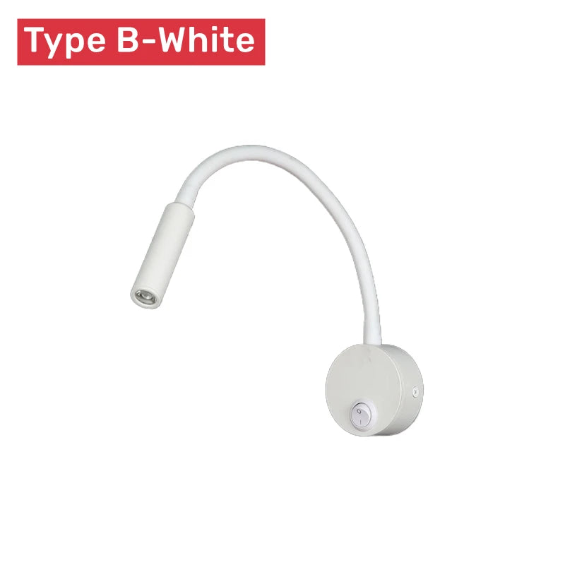 Modern LED Reading Wall Lamp 1W/3W Flexible Hose Bedside Wall Mounted Sconce Bedroom Study Book Wall Light With Switch AC85-265V