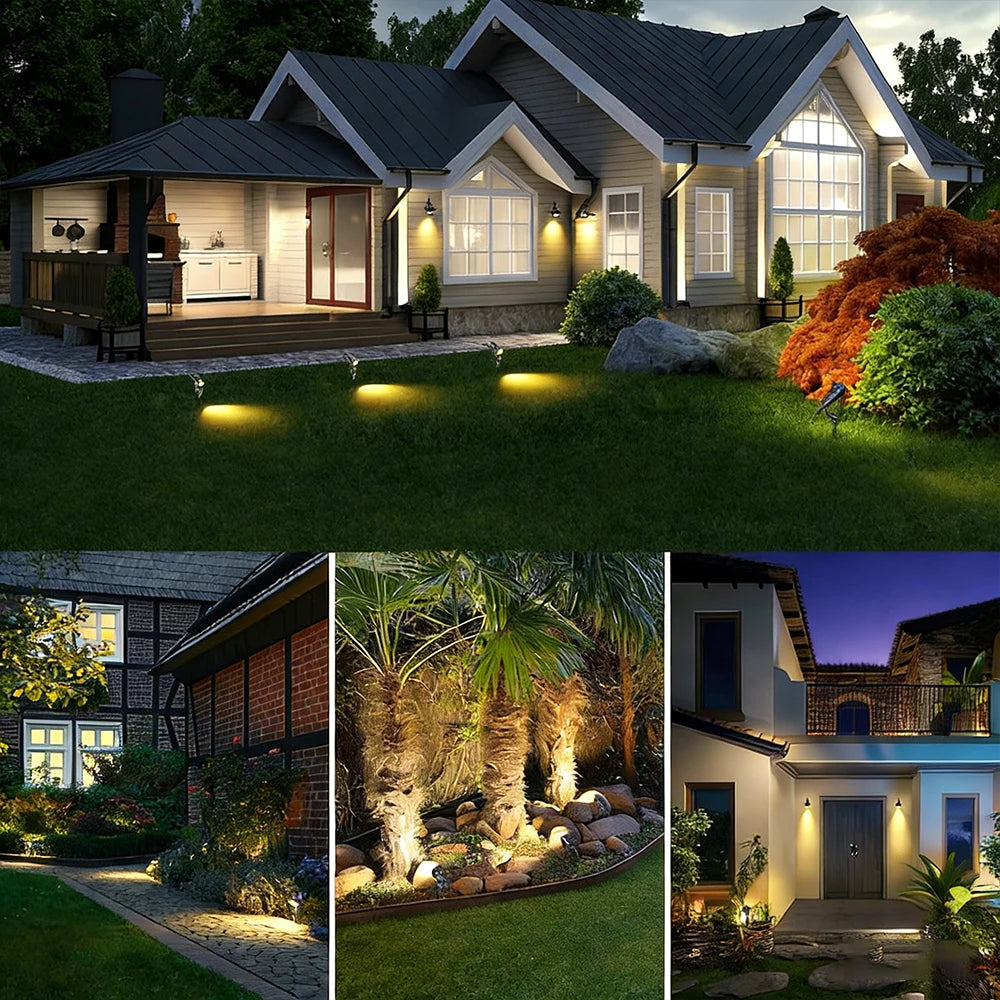 IP65 Waterproof Outdoor LED Landscape Spotlights, RGB Color Changing Remote, Aluminum, EU/US Plug