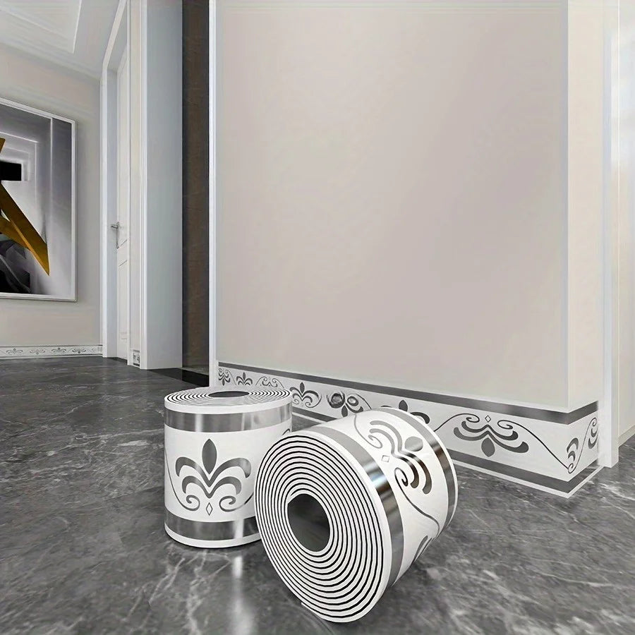 Rolled Self-Stick Baseboard Trim-Anti-Collision Waterproof Wall Waistband Sticker for Living Room Bedroom Home Decor