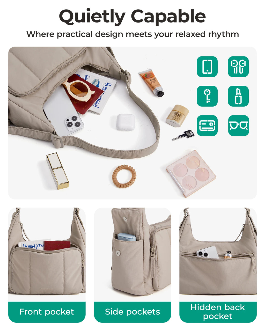 BAGSMART Nylon Material Shoulder Bag High Capacity Crossbody Messenger Bag Leisure Versatile School Shoulder Bag