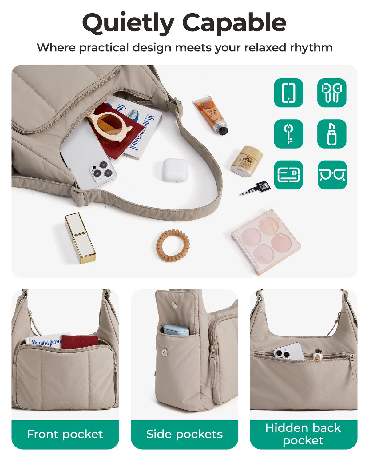 BAGSMART Nylon Material Shoulder Bag High Capacity Crossbody Messenger Bag Leisure Versatile School Shoulder Bag