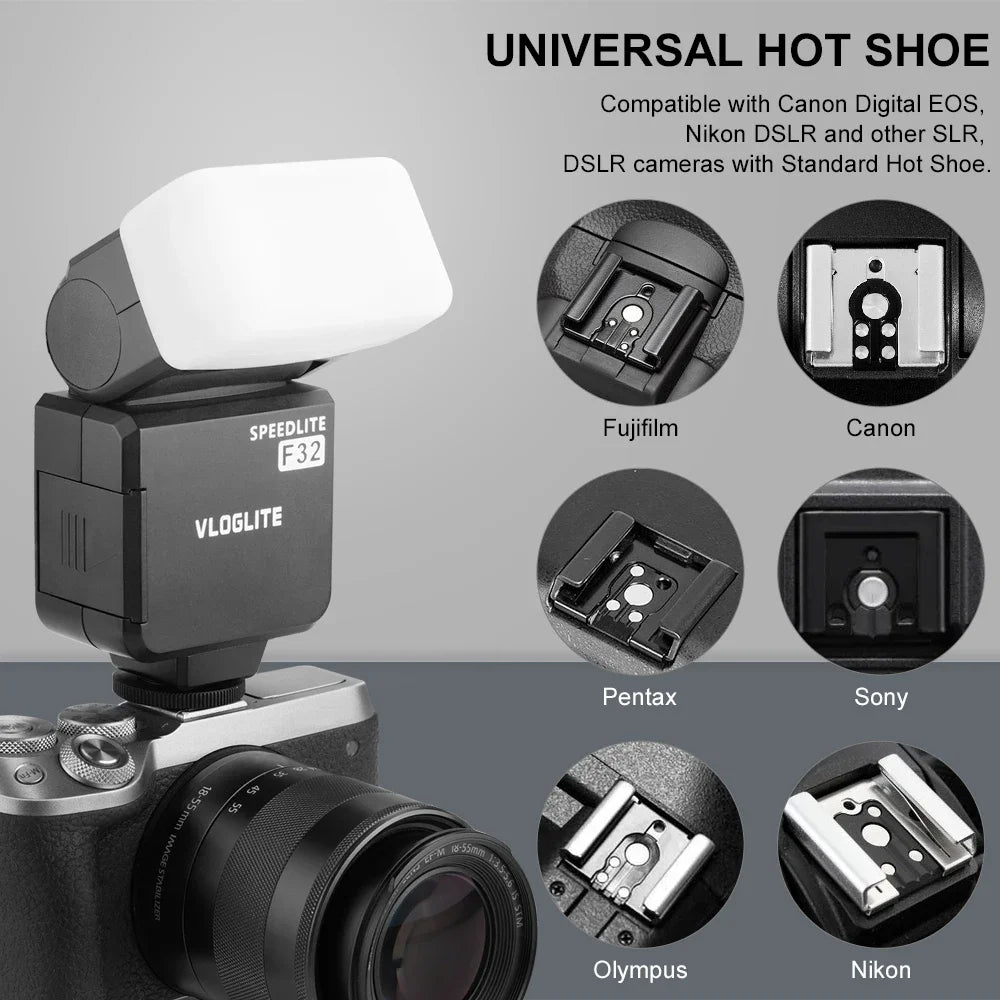 LINIM F32 Universal On-Camera Flash Electronic Speedlite GN32 Wireless Trigger for Canon Sony Nikon Olympus Pentax DSLR Cameras