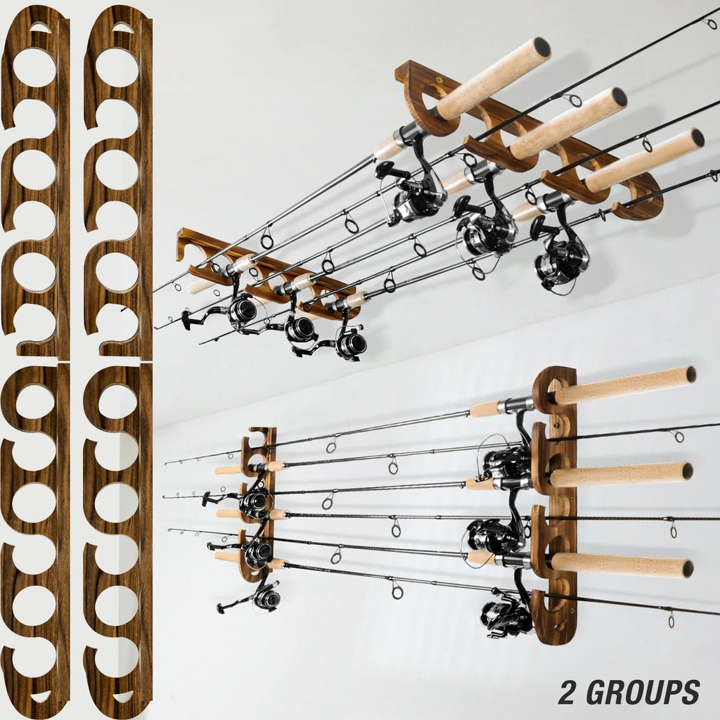 Ghosthorn Holds Up to 12 Rods Fishing Pole Rod Racks Wall or Ceiling Mounted Fishing Pole Rod Holders for Garage Storage