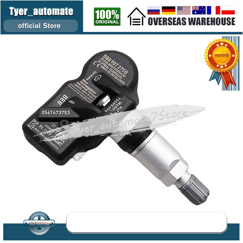 4PCS 5Q0907275B Tire Pressure Sensor Monitoring System TPMS For Audi RS3 Bentley Bentayga Porche Volkswagen Beetle Golf Eos