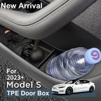 For Tesla NEW Model S X 2023 - 2026 Door Side Storage Box TPE Front Rear Door Handle Organizer Tidying Car Door Slot Accessories