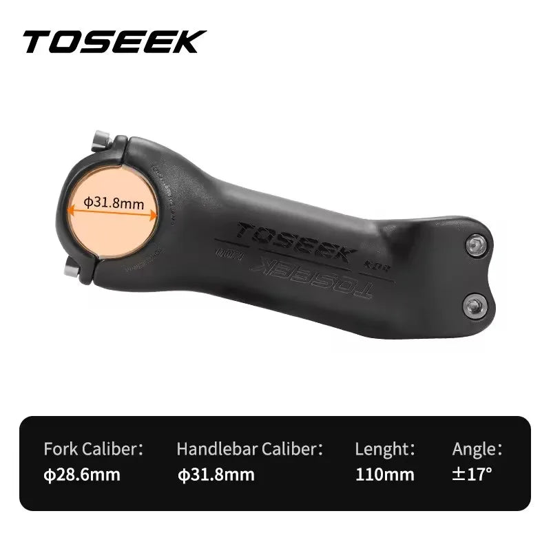 TOSEEK K04 Black Matte Carbon Fibre Stem MTB Bike Road Mountain Bicycle Stem 31.8mm Handlebar Stems 70/80/90/100/110/120/130mm