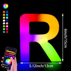 1PC Smart LED Letter Light - DIY RGB Marquee App Control Music Sync Indoor Sign Game Holiday Party Wedding Graduation Season A-Z