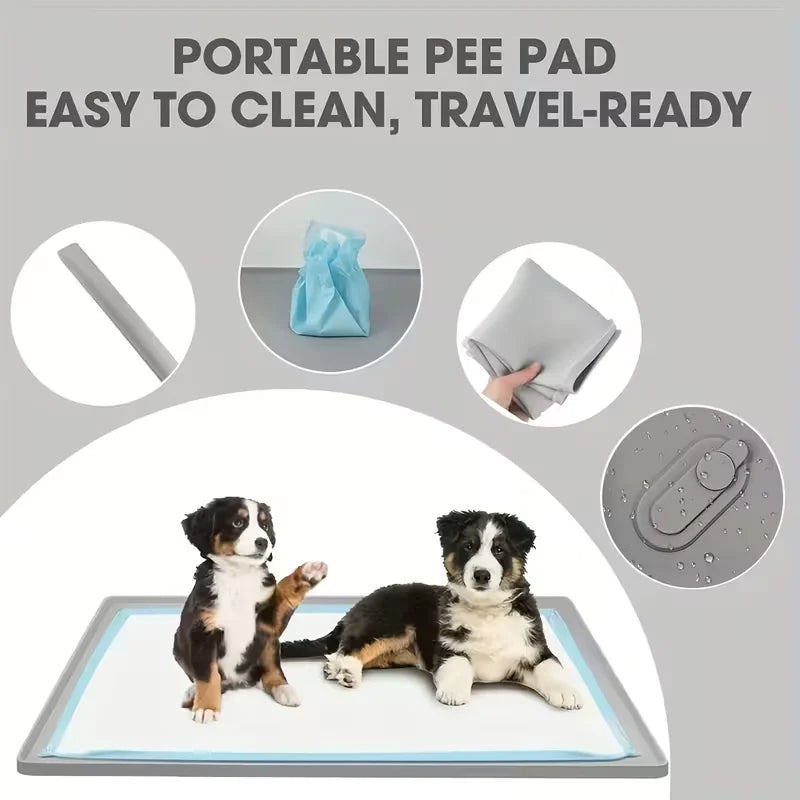 Multi-Size Pet Training and Urine Barrier Pad, Silicone Non-Slip Dog Potty Tray with 8 Support Clips