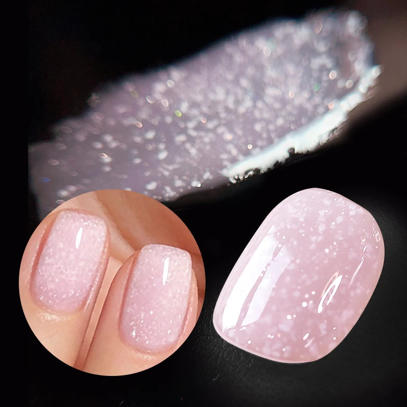 BORN PRETTY 10ml Snow Glitter Gel Nail Polish Pink Milky White Jelly Sequins  Semi Permanent Nails Art Design Varnish Manicure