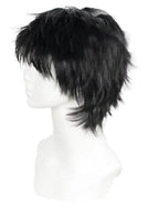 Men Short 11.81'' Black Curly Multifunction Fluffy Layered Frizzy Cosplay Heat Resistant Fibre Synthetic Wig For Men