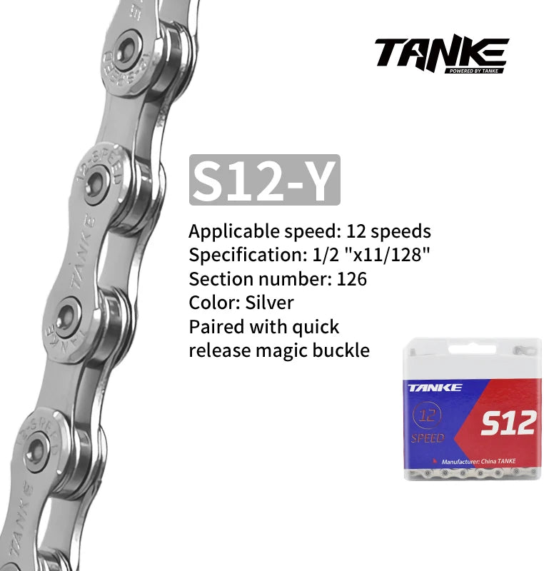 TANKE Bike Chain 8/9/10/11/12 Speed 116/126 Links MTB Road Bicycle Chain